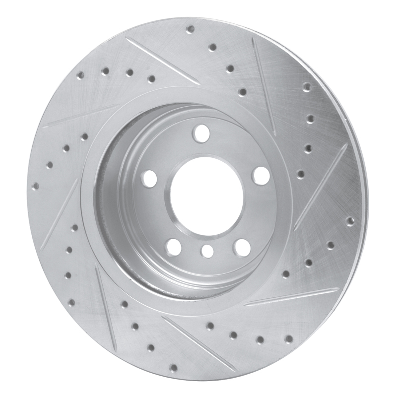 BMW X3 Brake Rotor (1) - Front Left - R1 Concepts - Drilled & Slotted - Silver - `04-`10